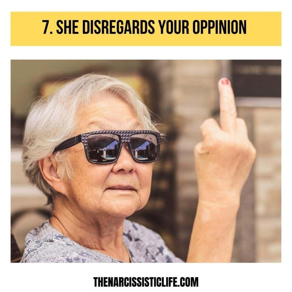 the narcissistic mother in law disregards your oppinion