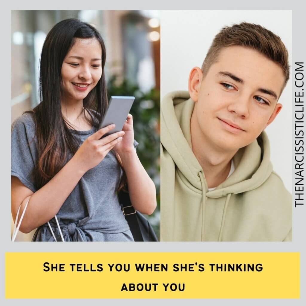She tell you when thinking of you